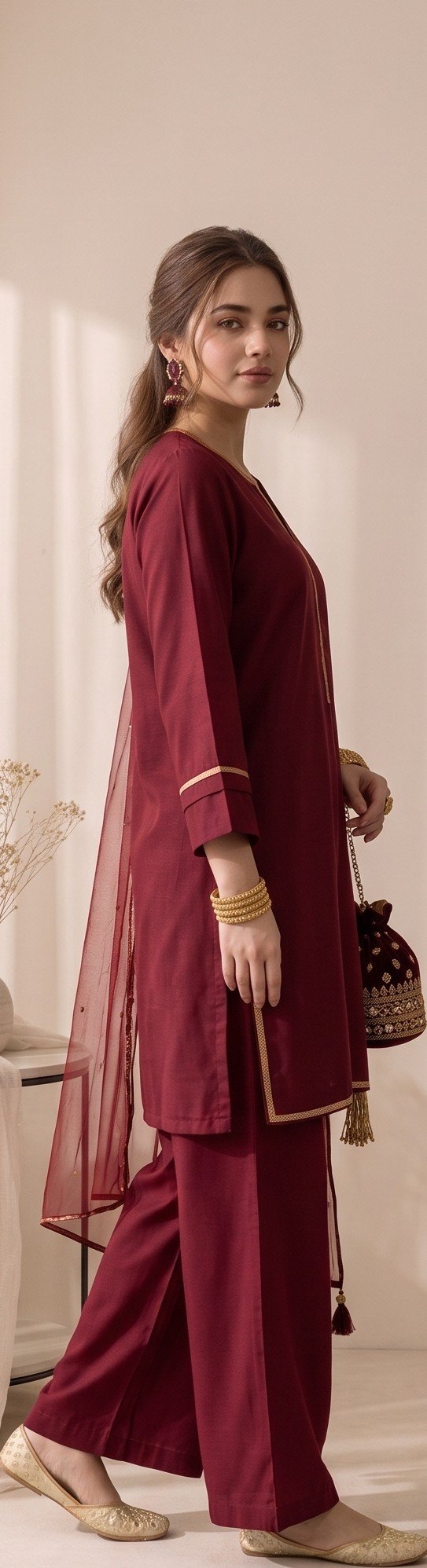 Izora Garnet Red Festive 3-Piece Ensemble - Image 2