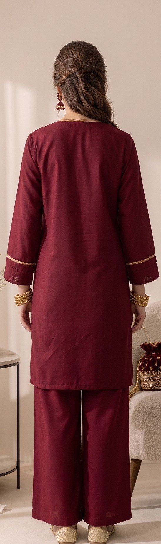 Izora Garnet Red Festive 3-Piece Ensemble - Image 3