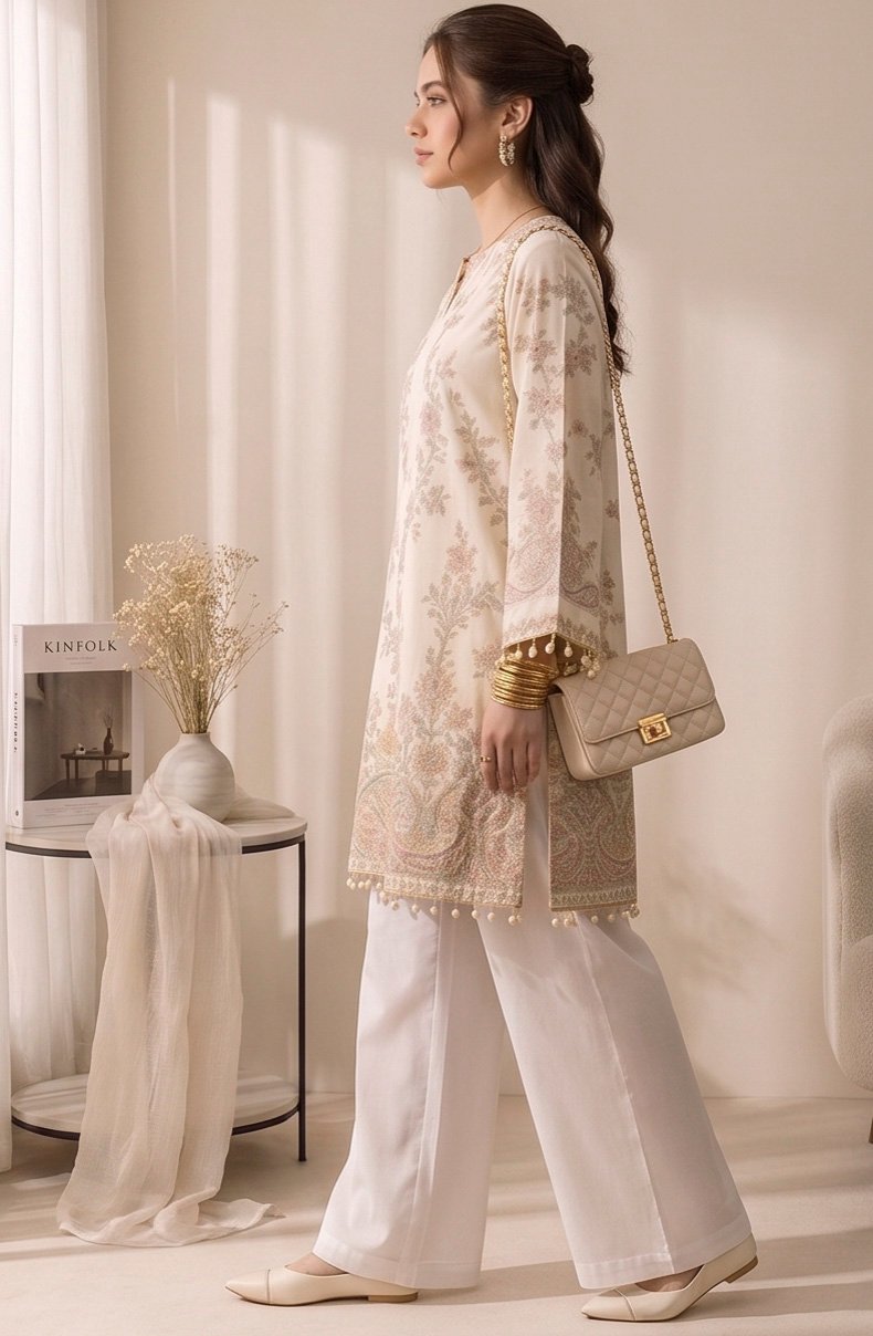 Izora Ivory Blossom Embroidered Tunic Set - Image 3