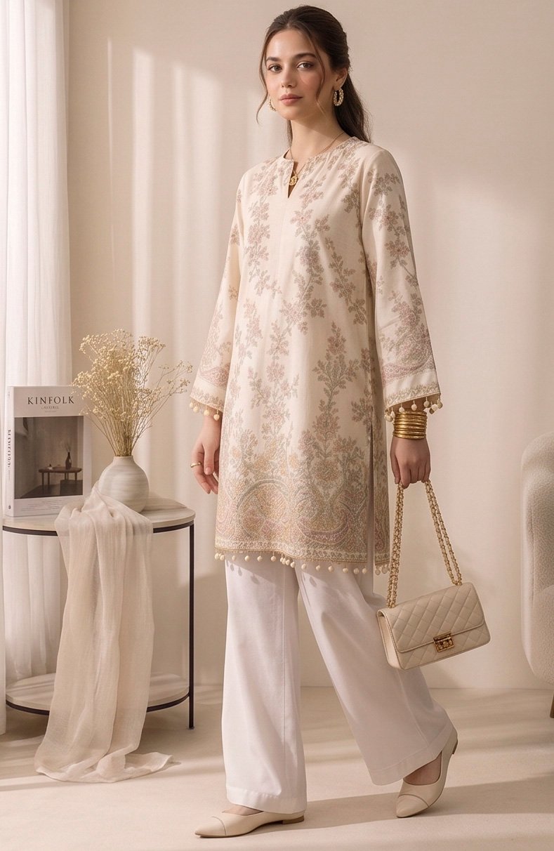 Izora Ivory Blossom Embroidered Tunic Set - Image 2
