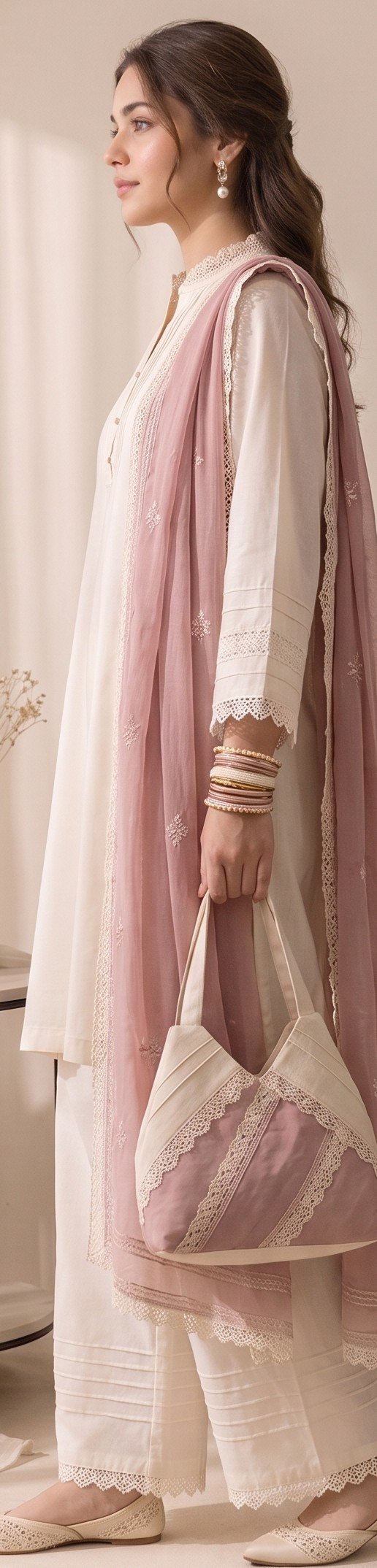 Izora Pearl White & Mauve 3-Piece Ensemble - Image 2